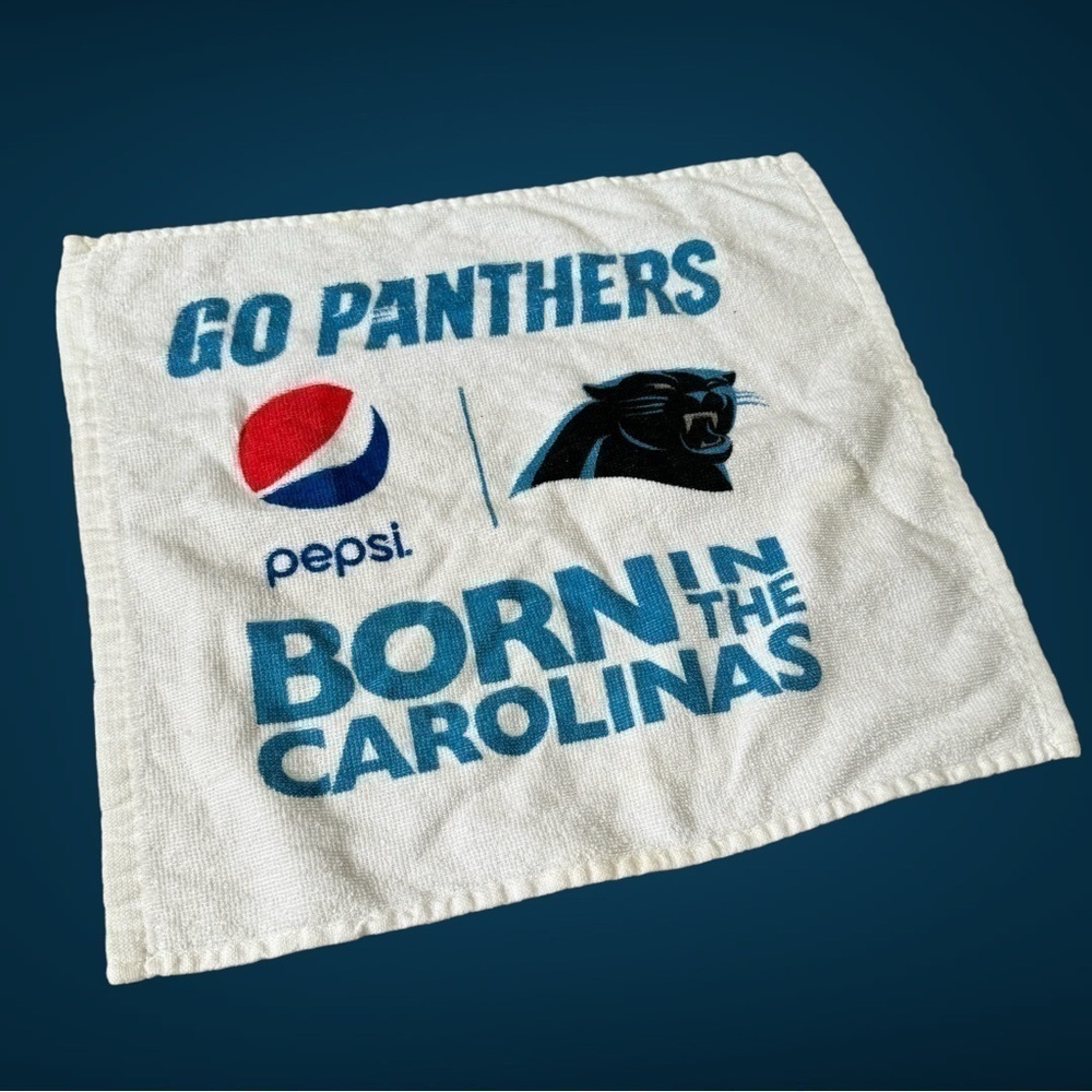 Carolina Panthers Pepsi NFL Football rally towel 
Measures 16”x14” no issues
